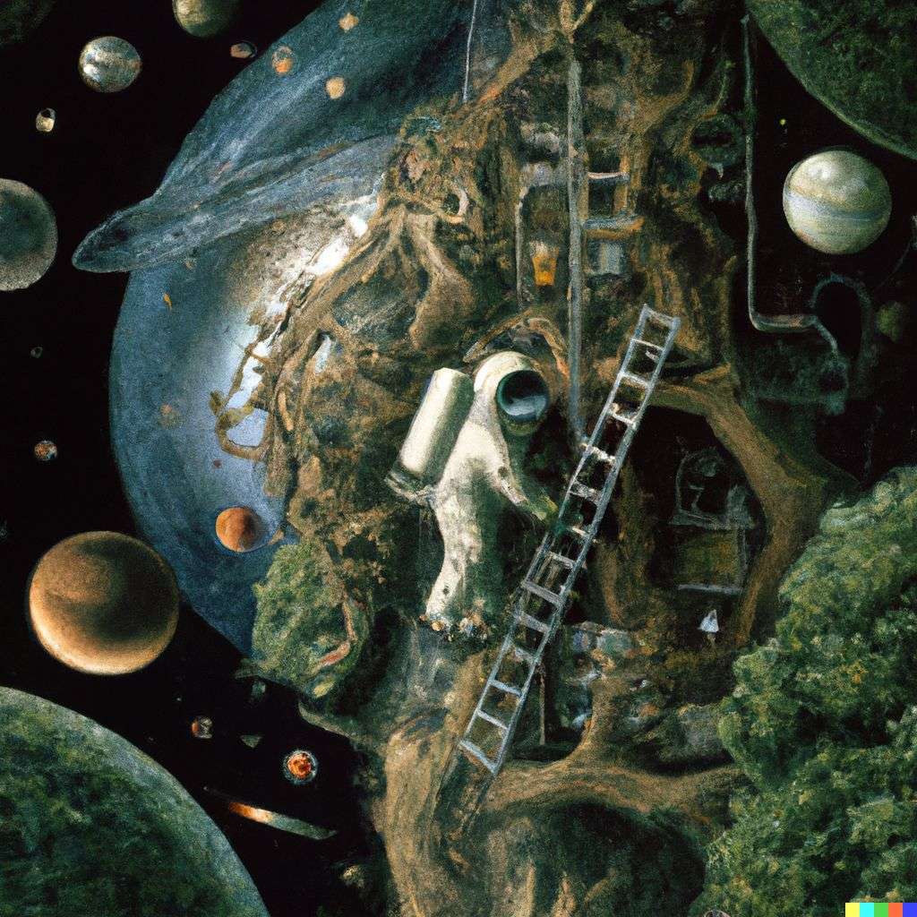 an astronaut, by Jacek Yerka